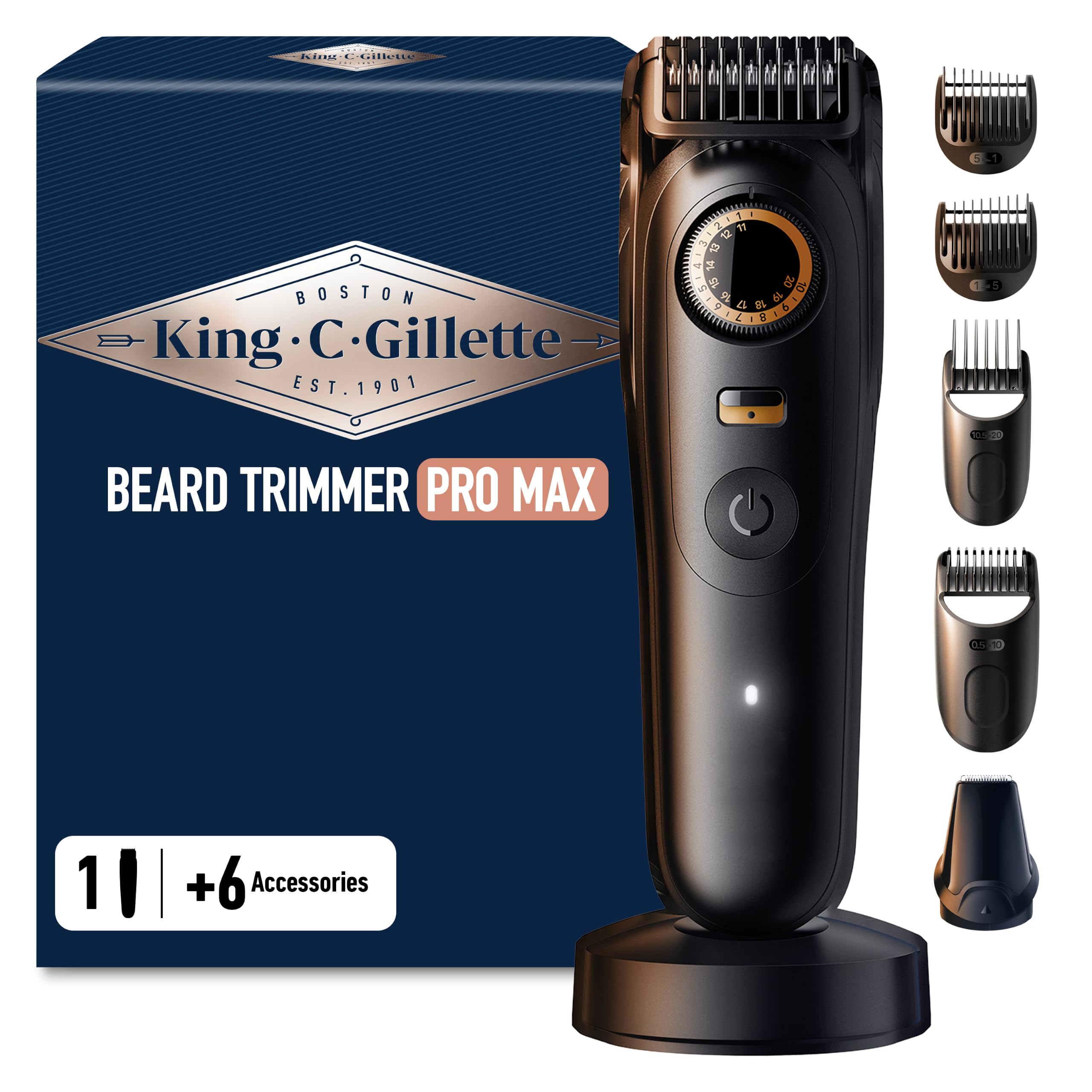 king-c-gillette-barttrimmer-pro-max-kabellos-40-l-ngen-schwarz image 1