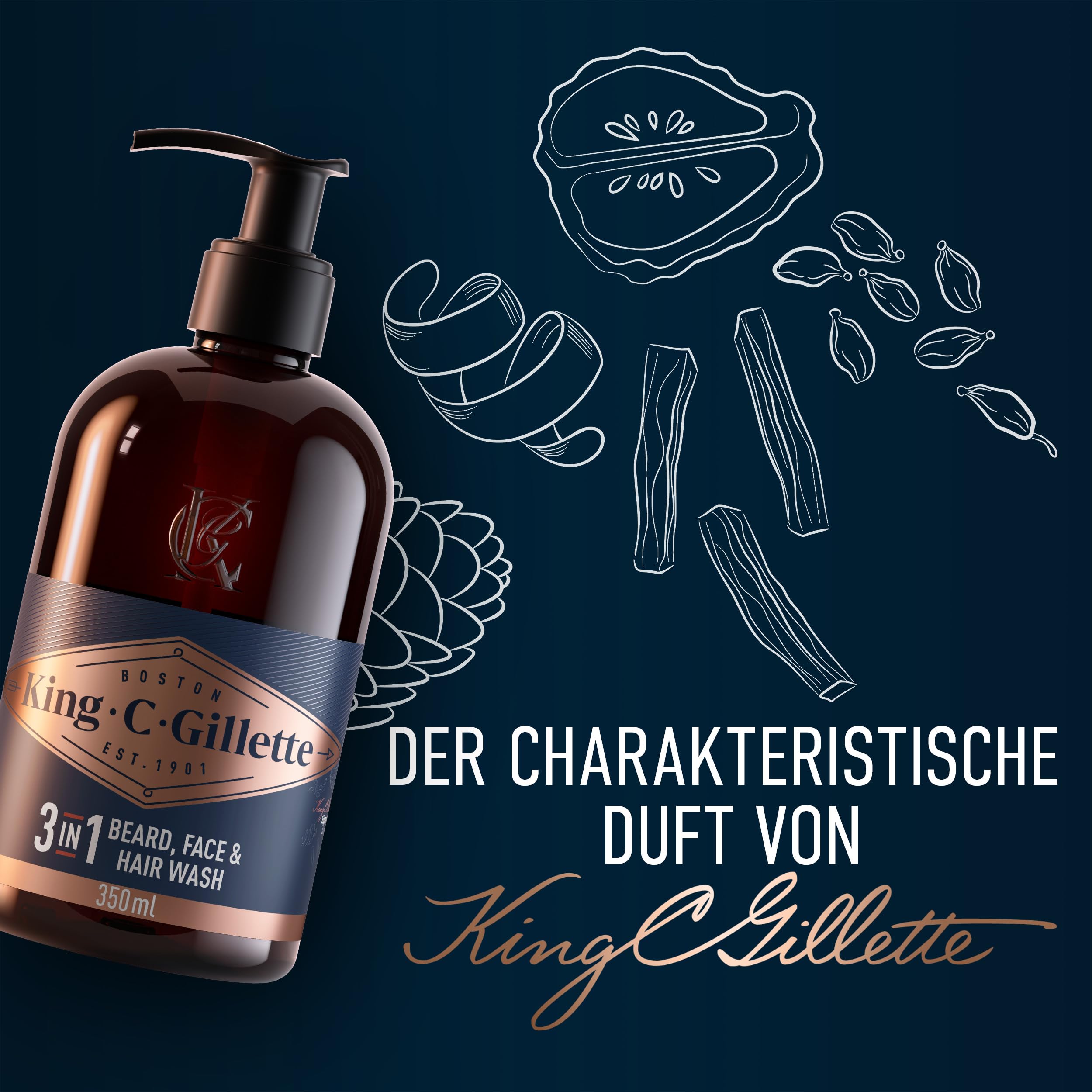 king-c-gillette-bartshampoo-herren-3-in-1-f-r-bart-gesicht-und-haar-350-ml image 6