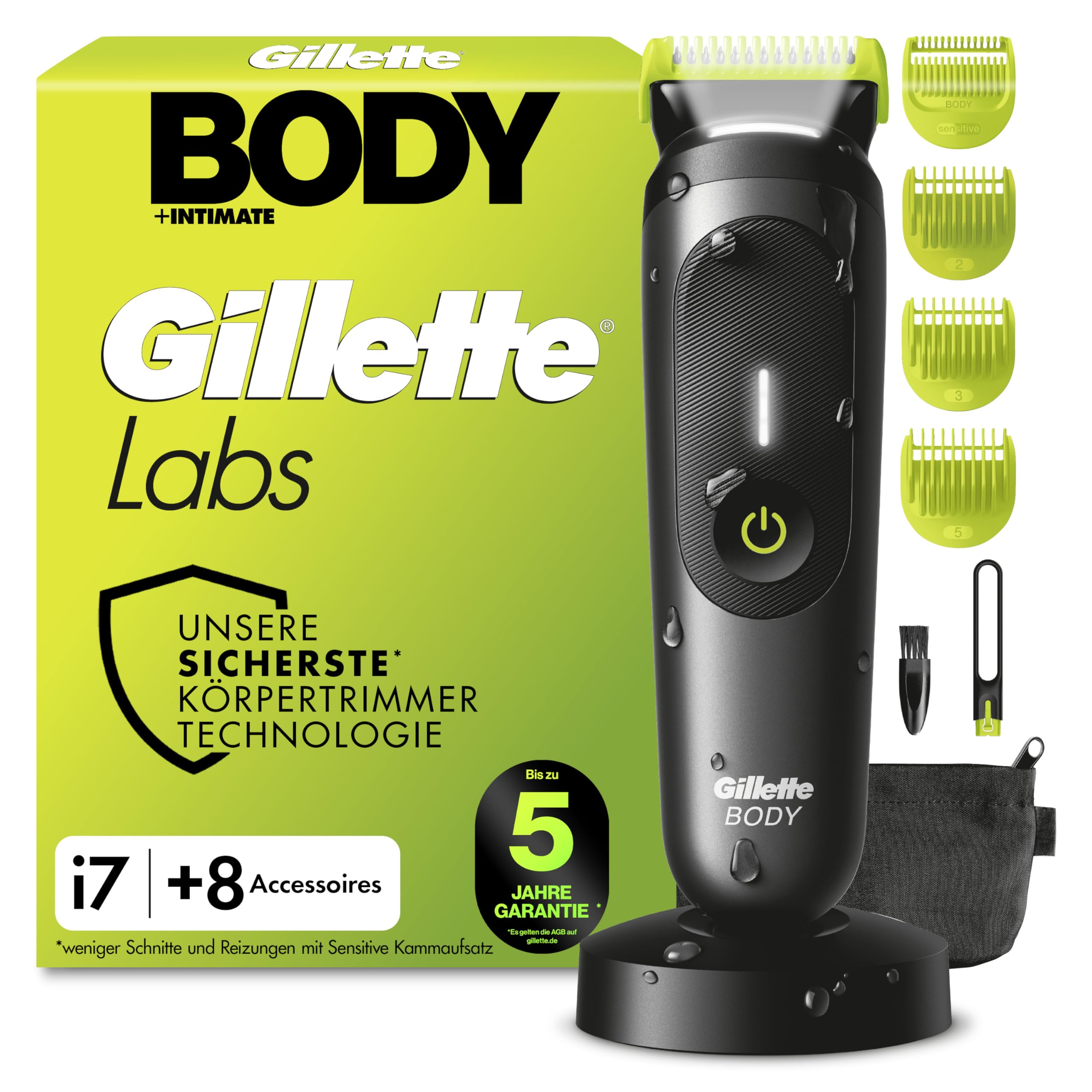 gillette-labs-i7-body-intimate-trimmer-herren-schwarz-gr-n image 1