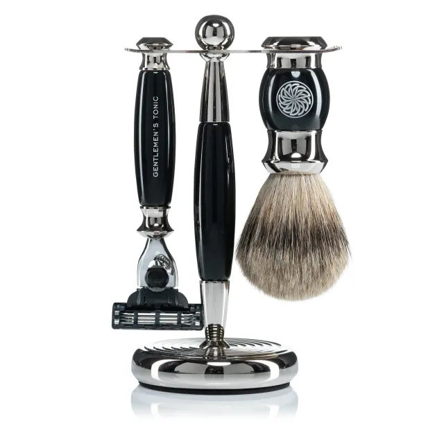 gentlemen-s-tonic-mayfair-set-ebony-rasiersrt-mit-dachshaar-pinsel-und-mach3-ras image 1