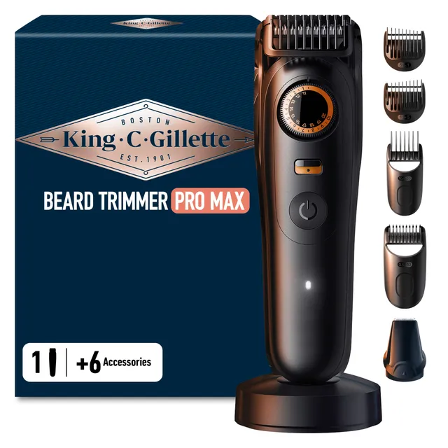 king-c-gillette-barttrimmer-pro-max-kabellos-40-l-ngen-schwarz image 1