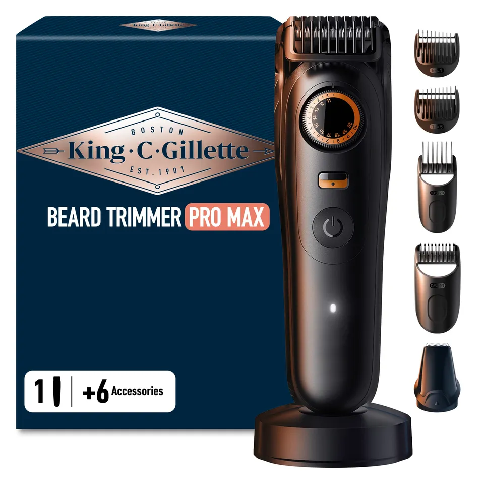 king-c-gillette-barttrimmer-pro-max-kabellos-40-l-ngen-schwarz image 1