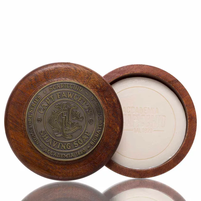 captain-fawcett-rasierseife-scapicchio-110g-in-holzschale image 1