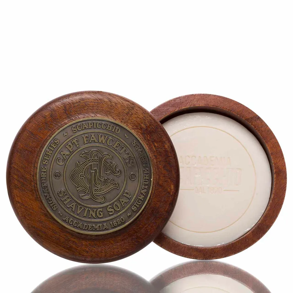 captain-fawcett-rasierseife-scapicchio-110g-in-holzschale image 1