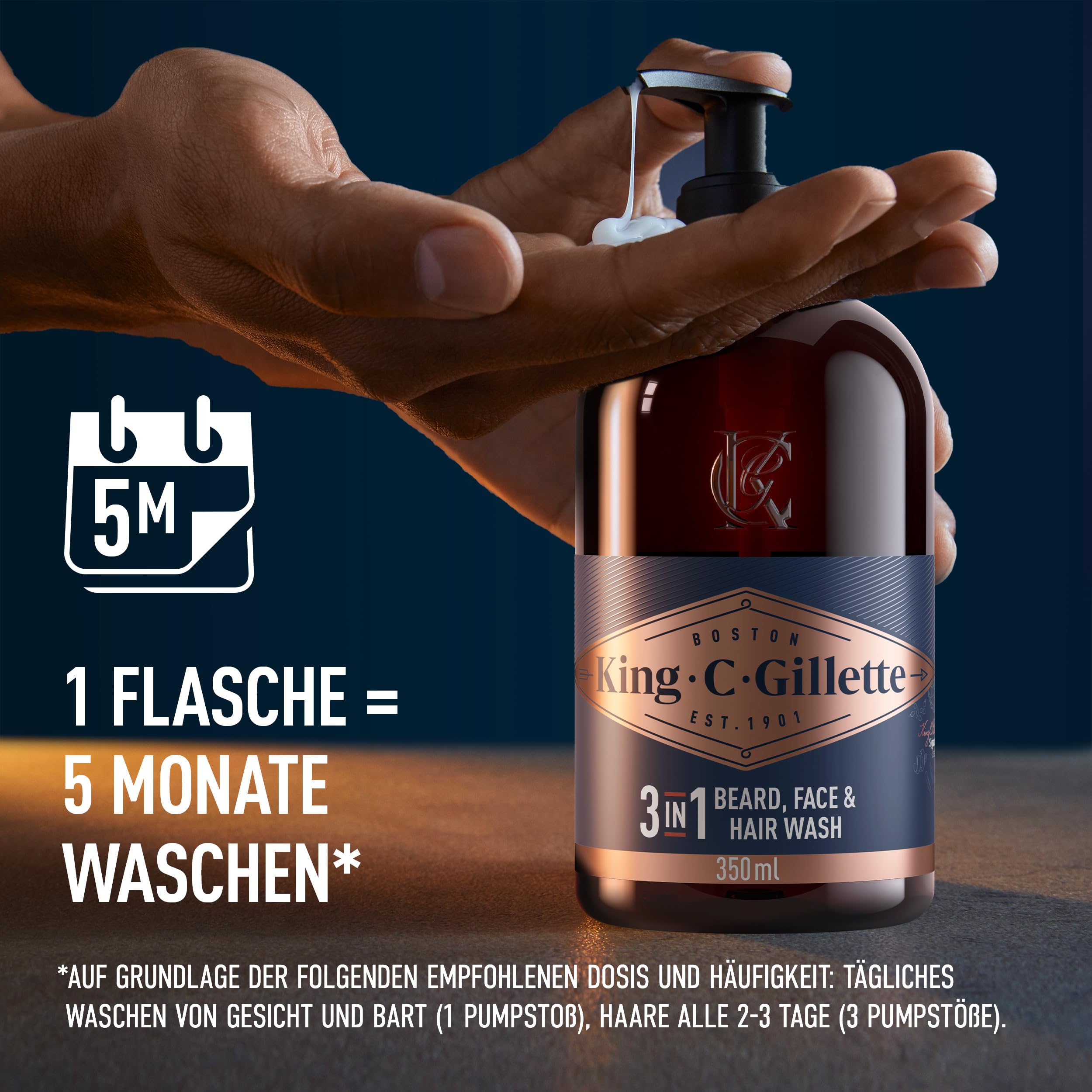 king-c-gillette-bartshampoo-herren-3-in-1-f-r-bart-gesicht-und-haar-350-ml image 5