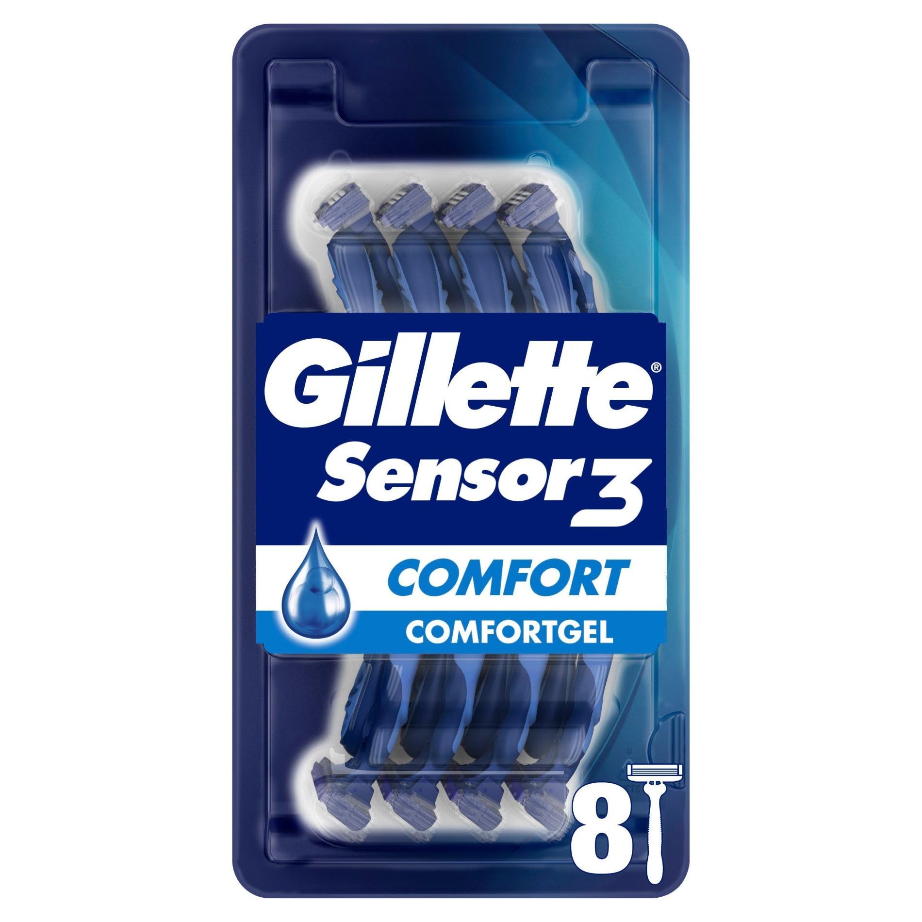 gillette-sensor3-comfort-einwegrasierer-herren-8-st-ck-blau image 1