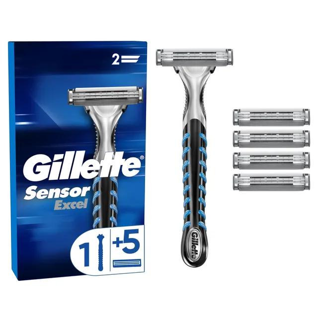 gillette-sensor-excel-rasierer-herren-schwarz-grau image 1