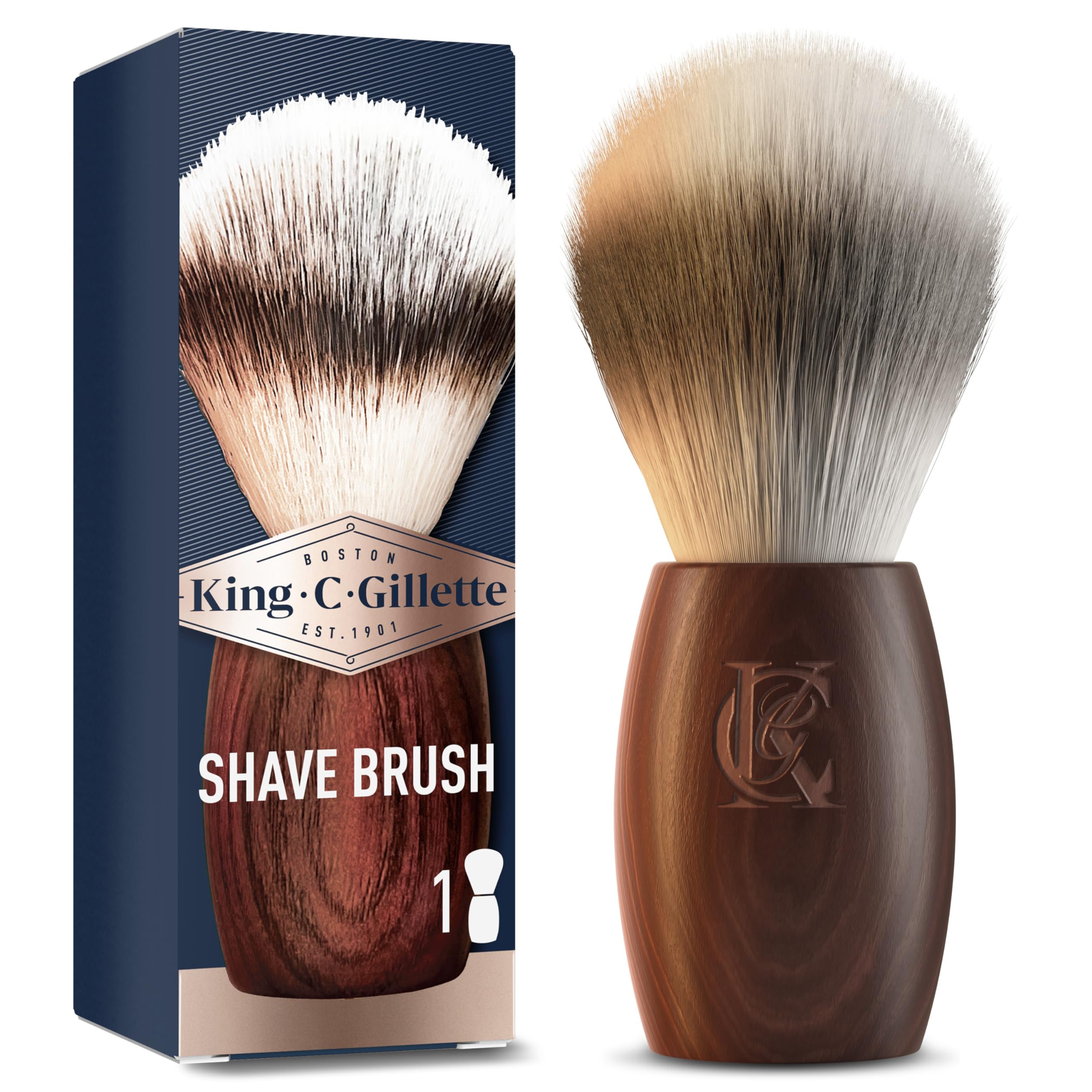 king-c-gillette-rasierpinsel-herren-vegan-naturholzgriff image 1