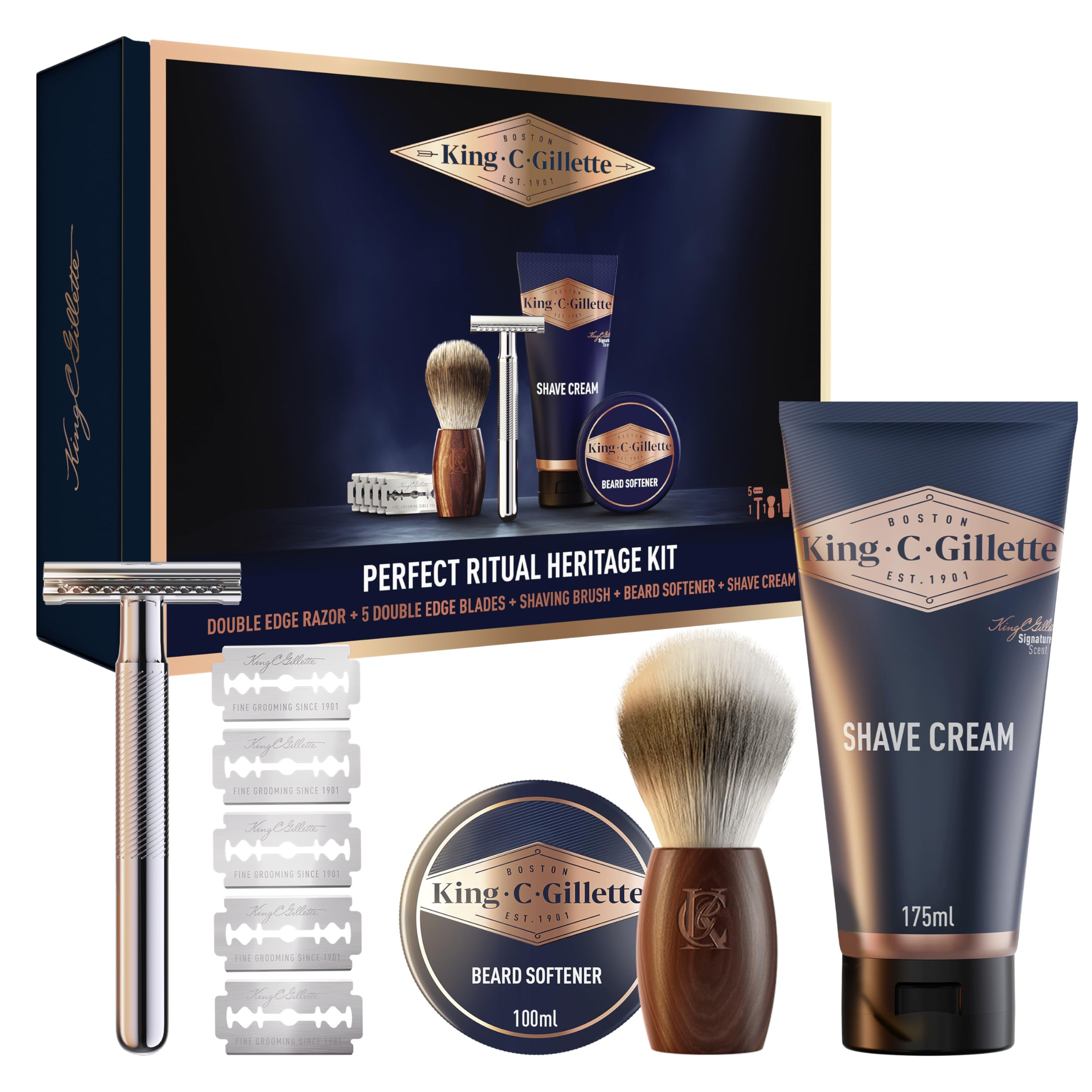 king-c-gillette-optimal-ritual-heritage-set-nassrasierer-geschenkset image 1
