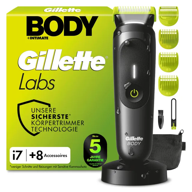 gillette-labs-i7-body-intimate-trimmer-herren-schwarz-gr-n image 1