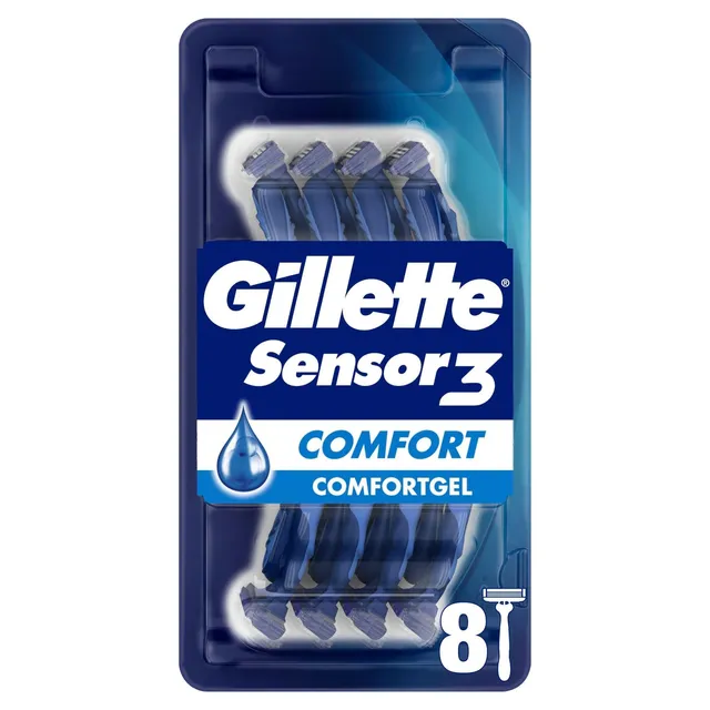 gillette-sensor3-comfort-einwegrasierer-herren-8-st-ck-blau image 1